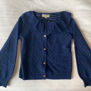 Louis and Louise Paris- Merino Wool Navy and Gold Cardigan -size 6